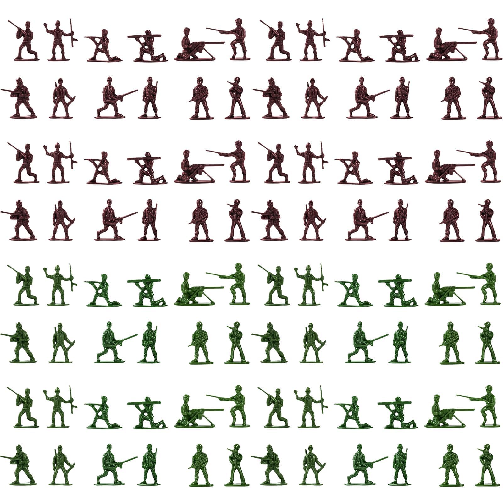 200 PCS Toy Soldiers, Plastic Army Toys, Educational Scenarios & Collectors, Multiple Postures, Green & Brown Action Man for Military Training Games, Role Play, DIY War Scene