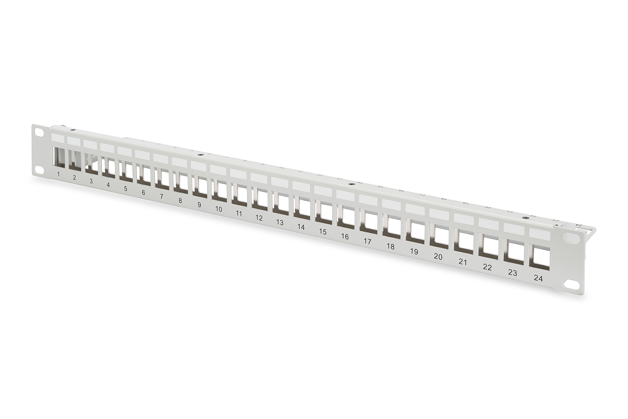 DIGITUS RAL 7035 Patch Panel Housing 1HE for Keystone Module 24-Port / 48.3 cm / 19 Inch for RJ45 and LWL Modules Grey
