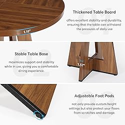 Tribesigns Round Dining Table for 4, 47 Inch