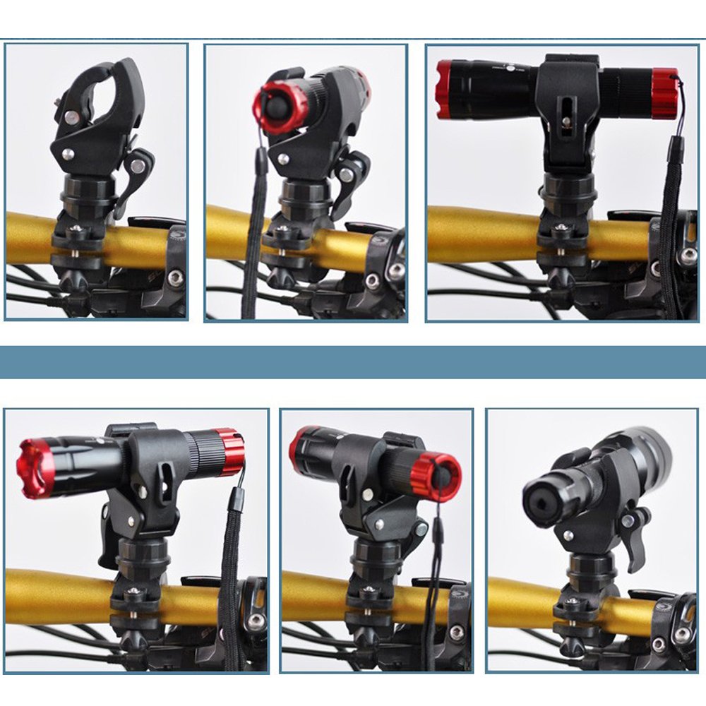 MyArmor Universal Bike Torch Clip Bicycle Cycling Handlebar / Front Rear Wheel Bar / Front Light Bracket Flashlight Holder Stand