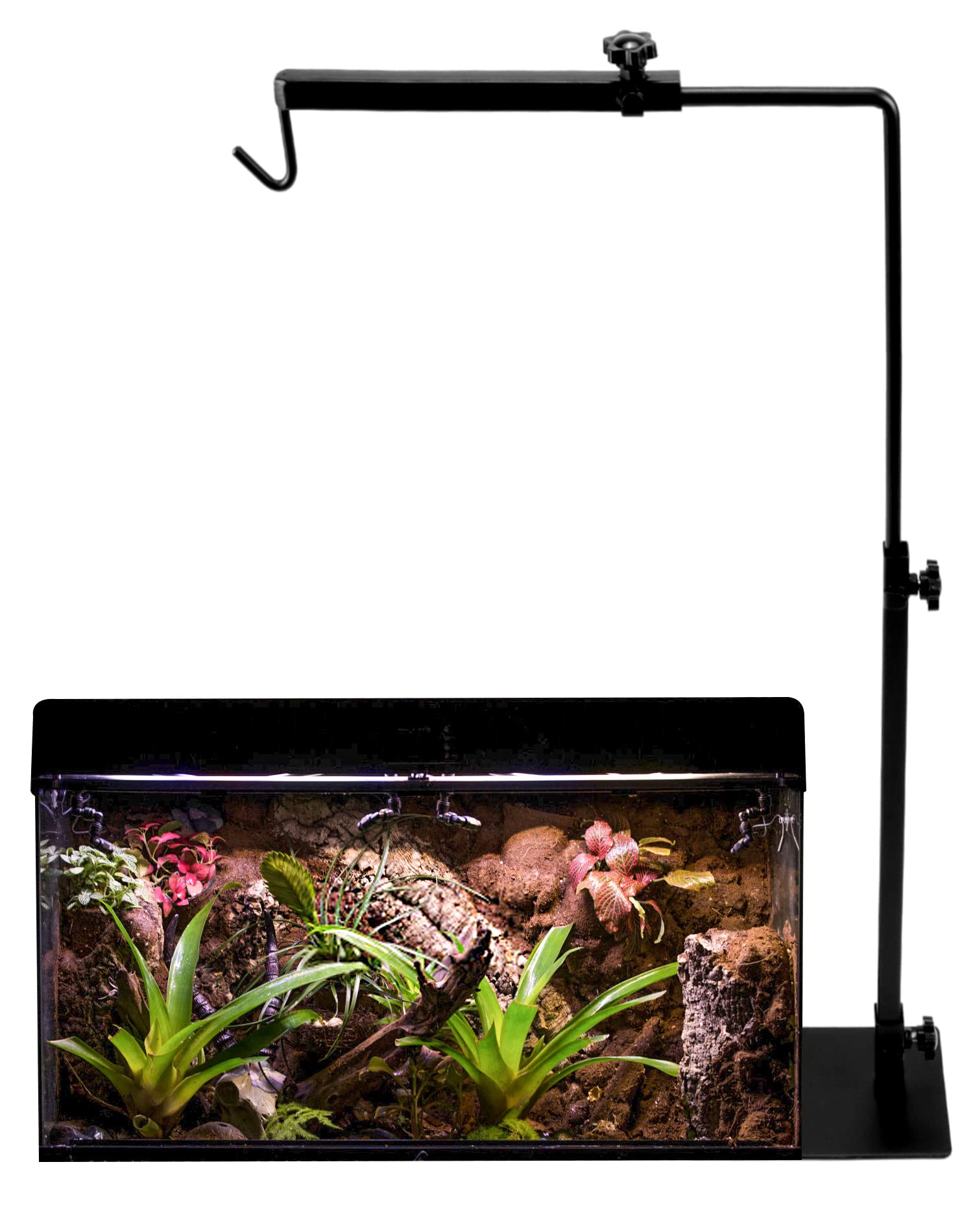 QWORK® Reptile Lamp Stand Adjustable 15-25 Inch Metal Heat Lamp Holder Hanger for Amphibians Snake Lizard Turtle Spider Terrarium Fish Aquarium