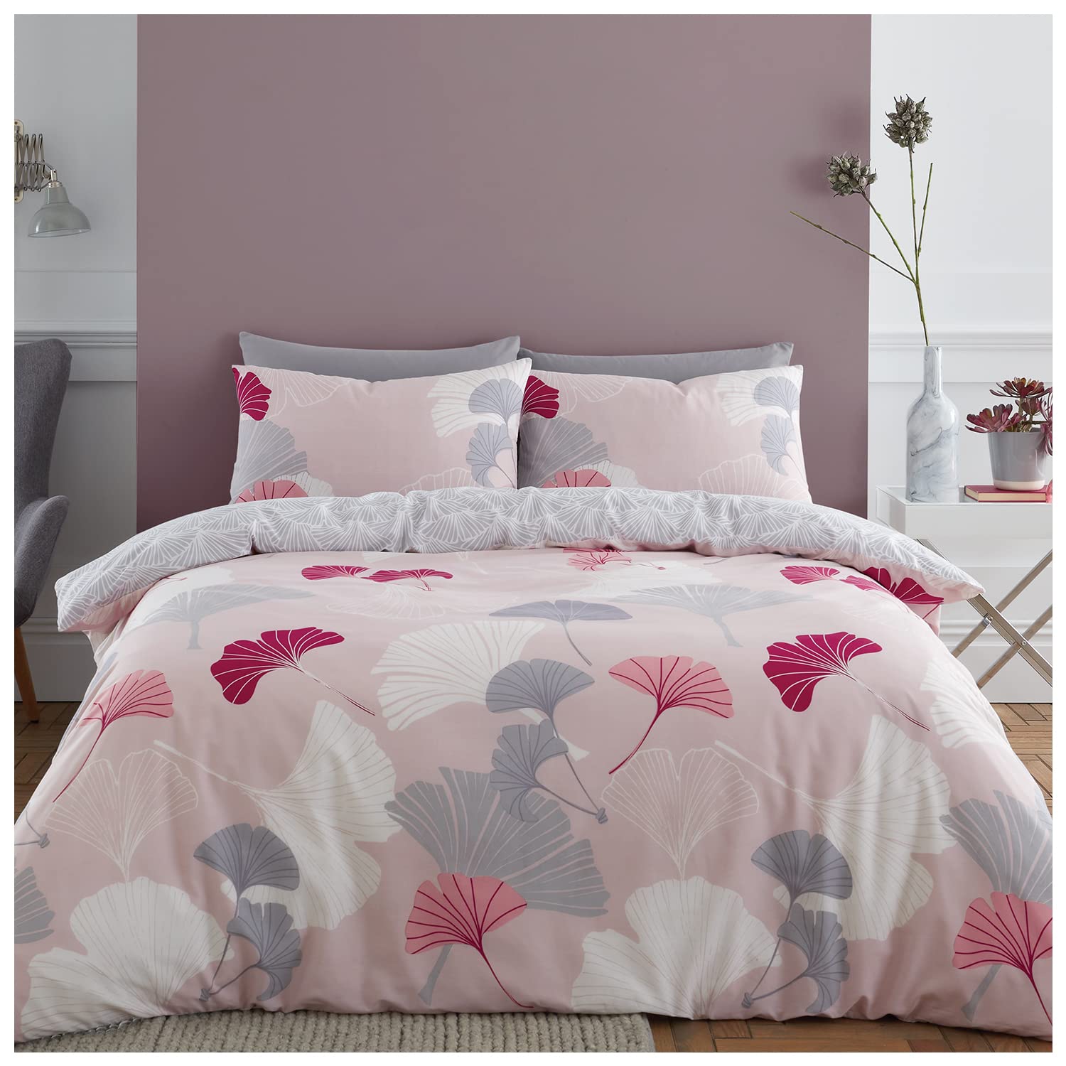 GC GAVENO CAVAILIA Reversible Leaves Duvet Cover Set, Warm & Cosy Printed Bedding King Size, Breathable Bed Covers, Multi
