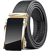 BuzToz Men's Belt,Leather Ratchet Dress Belts with Sliding Adjustable Belts Dress Casual Jeans Comfort Trim to Fit