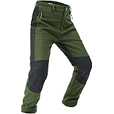 Buyboxs Boys Snow Pants Kids Fleece Lined Thermal Winter Hiking Pants Waterproof Softshell Elastic Waist Outdoor Cold Weather