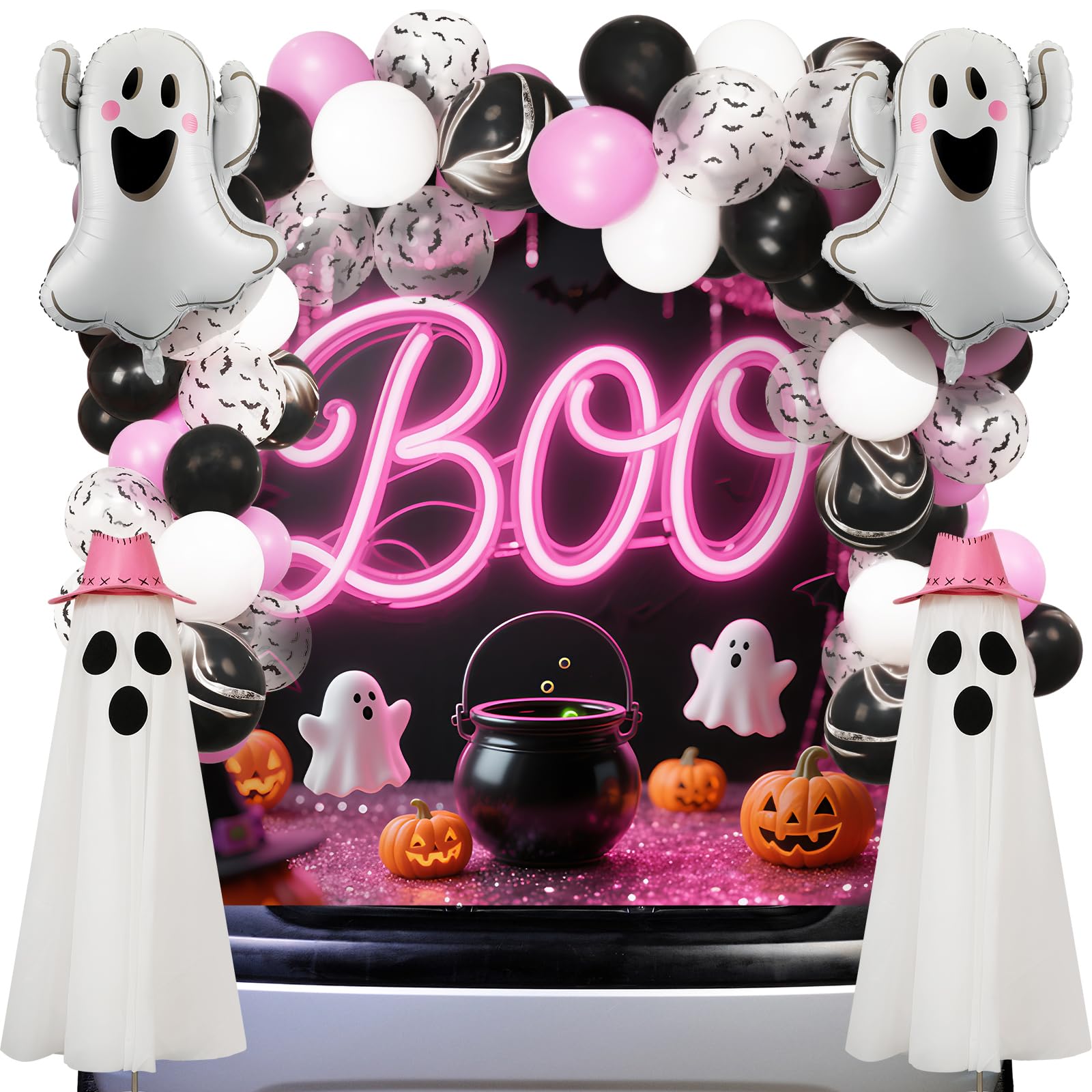 Soulchen Pink Ghost Themed Halloween Trunk or Treat Car Decorations Kit ...
