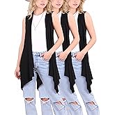 Popana 3 Packs Womens Sleeveless Lightweight Summer Open Front Long Duster Cardigan Vest