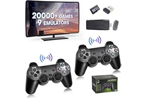 TOMEGAVT Retro Game Console,Retro Game Stick, Video Games Console, Built in 20,000+ Classic Games, 4K Game Stick HDMI Output for TV, Dual 2.4G Wireless Controllers 9 Emulators, for Kids(64G)
