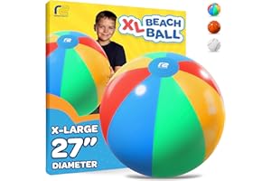 REFRESH SPORTS Large Beach Ball - New 8-Panel Design for Enhanced Durability and Ultra Round Shape - Best Big Beach Ball For Kids & Adults - 3X Thickness Material to Withstand Rough Play - Top Pool Party Hit of 2025