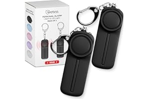 Weten Personal Safety Alarm Keychain - 2 Pack 130dB Siren, LED Light, Panic Pin – Compact Self-Defense Device and Emergency Whistle Alternative for Women, College, Travel, and Night Walk Protection