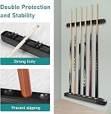 Adhafera 6-Piece Wall-Mounted Pool Cue Rack Holder for Billiards and Bars view 3