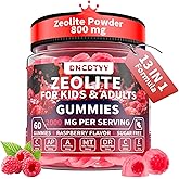 DNCDTYY Zeolite Detox for Kids & Adult Sugar Free Zeolite Detox Gummies with Chlorella, Apple Pectin, Artichoke, Milk Thistle, Dandelion, Vitamin C & E for Immune & Gut 60 Counts Raspberry Flavor