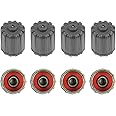 Gray TPMS Plastic Tire Valve Stem Caps with Rubber Seal Universal Air Dust Stem Covers for TPMS Aluminum Valves, Original, All-Weather, Leak-Proof, Light-Weight (8 Pack)