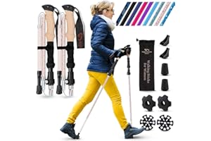 HIGH STREAM GEAR Walking Sticks for Men & Women - 14.5" Foldable Hiking Poles for Backpacking, Exercising and Traveling, Set of 2 Aluminum Nordic Collapsible Trekking Poles