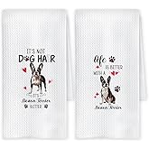 Chicimln Boston Terrier Dog Kitchen Towels, Boston Terrier Gifts for Women Men Decorative Hand Towels for Bathroom, Funny Dog Dish Tea Towel Drying Cloth for Kitchen Decor, 16x24 Inch Set of 2