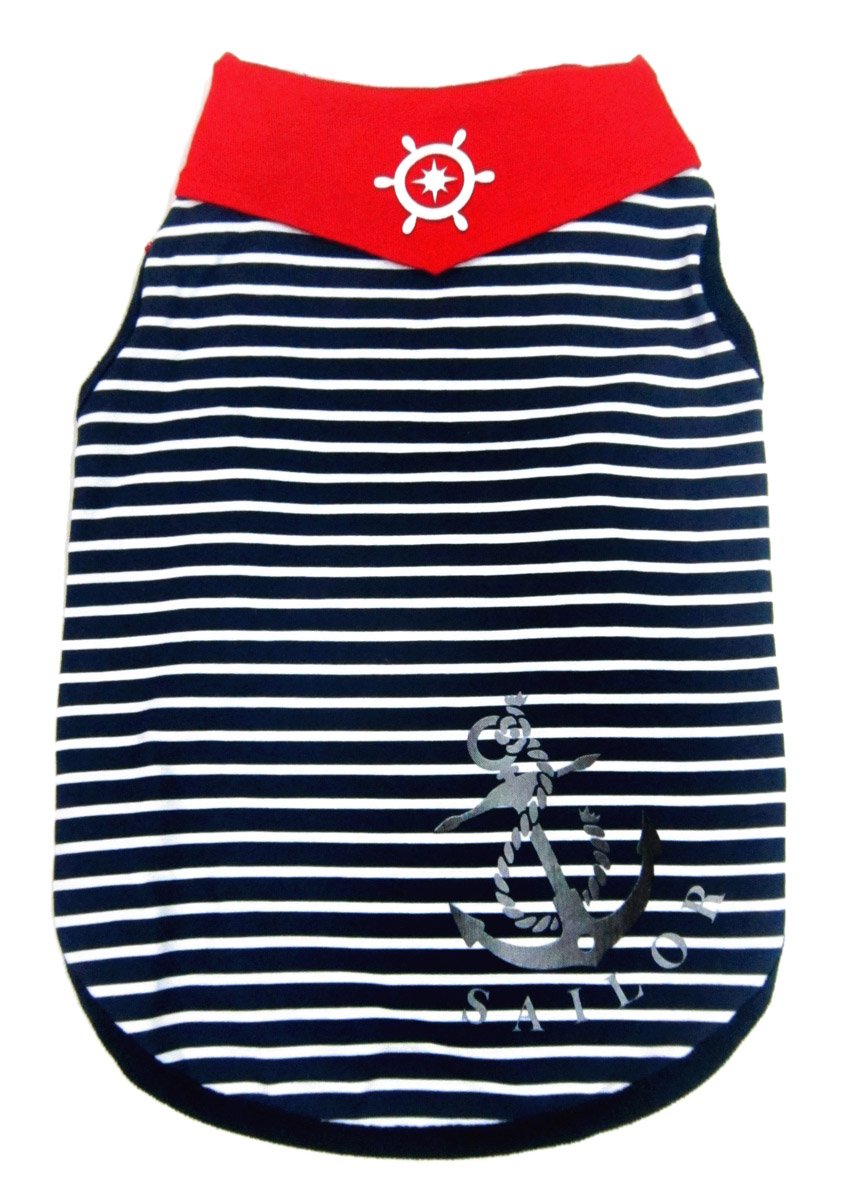 Happy Puppy Blue Striped Sailor Tank Dog Top, Extra-Small