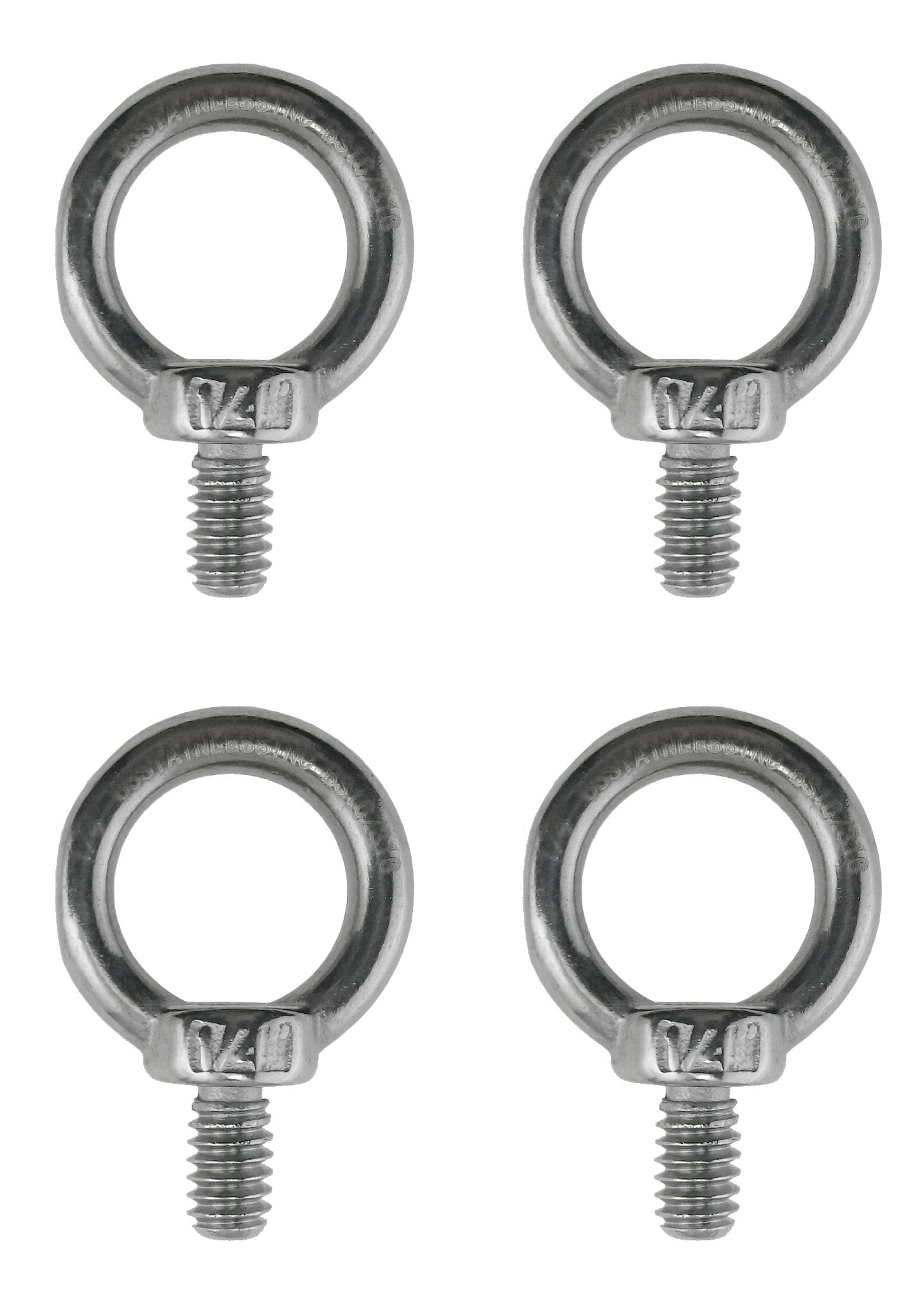 4 Pieces Stainless Steel 316 1/4" Lifting Eye Bolt 1/4" UNC Marine Grade