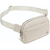 Pander Everywhere Belt Bag for Women, 5 Zipper Pockets Nylon Crossbody Fanny Pack Purse (White Opal)