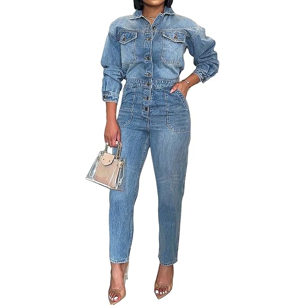 thumbnail image 2 of Women's Overalls TACSTRUN Women's Denim Cargo Jumpsuit Short Sleeve Stretch Slim Jean Jumpsuit Rompers 2 of 12