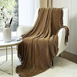 CREVENT Boho Chenille Throw Blanket for Couch Sofa
