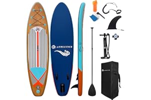JC-ATHLETICS Inflatable Stand Up Paddle Board (6 Inches Thick), ISUP Package W/Premium SUP Accessories & Backpack, Non-Slip Deck,Fins, Adjustable Paddle, Leash, Hand Pump,Standing Boat for Youth & Adult