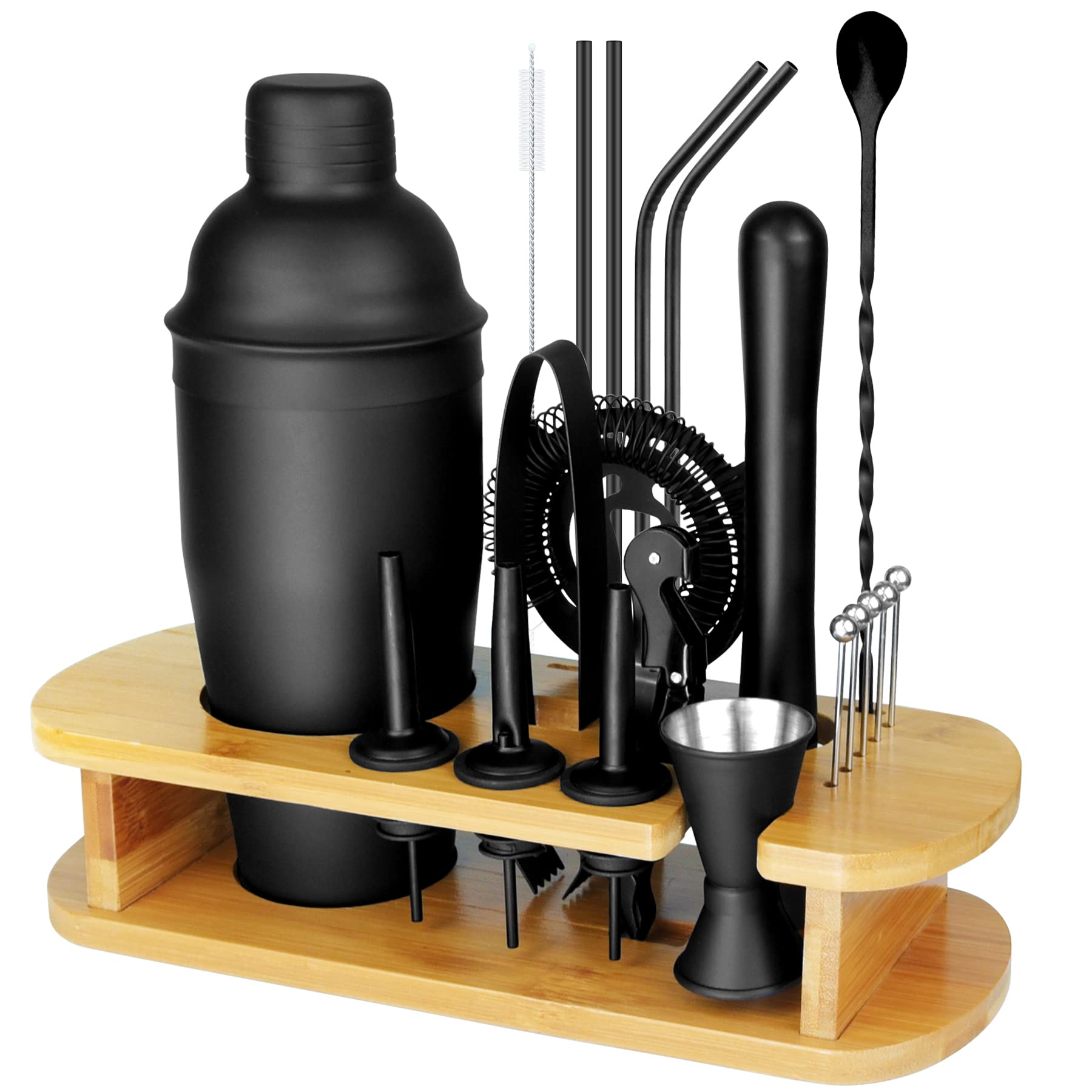 Cocktail Shaker Set, 22 Pcs Cocktail Making Set Professional Bartender Kit Stainless Steel Boston Cocktail Shakers with Display Stand,Perfect Cocktail Gift Sets for Home Party