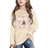 Ithalt Kids Christmas Shirt Boys Girls Merry Christmas Tshirt Xmas Tree Long Sleeve Tops 5-14y