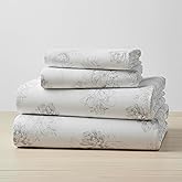 Mellanni Flannel Bed Sheet Set - 4 Piece Luxury 100% Heavyweight 180GSM Cotton - Cozy, Soft & Breathable - Deep Pockets with All-Around Elastic - Warm & Comfortable (California King, Floral Feathers)
