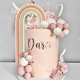LaVenty 41 Pezzi Decorazione Torta Boho Arcobaleno Beige Con Palline - Topper Compleanno E Baby Shower