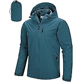 33,000ft Men's Packable Rain Jacket Waterproof Raincoat with Hood | Lightweight, Breathable, Rain Shell, Windproof, Mesh lining, Underarm vents, Zipper Pockets, Cycling, Hiking, Golf