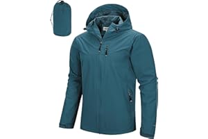 33,000ft Men's Rain Jacket Waterproof Cycling Running Packable Raincoat with Hood Lightweight Windbreaker with Mesh Lining
