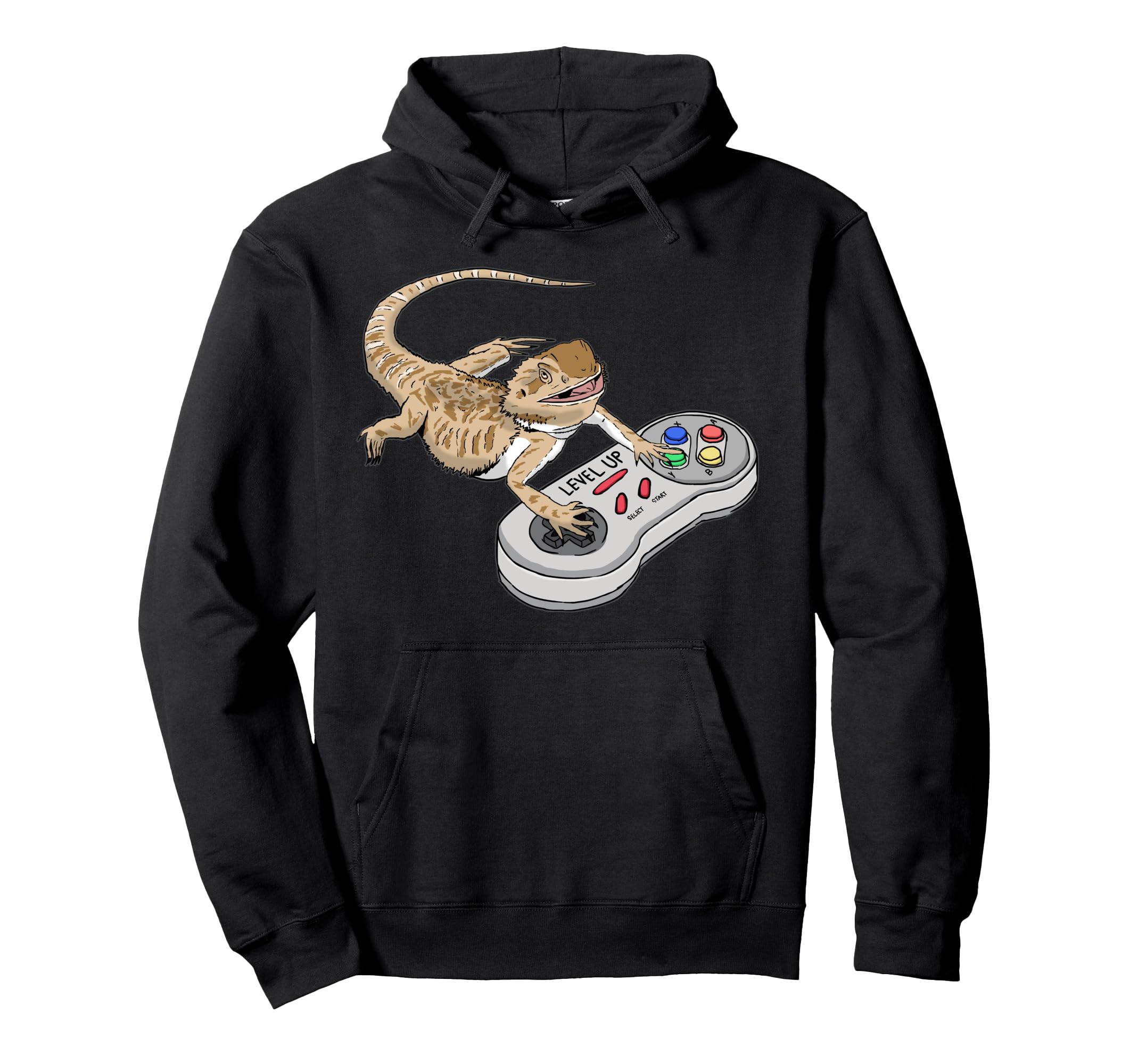 Bearded Dragon Playing Video Game Reptiles Pagona Gamers Pullover Hoodie