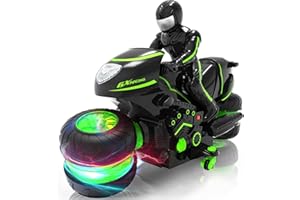 iappadore Remote Control Motorcycle for Boys 4-7, 2025 New RC Dirt Bike Toys with RGB Color-Changing Wheels & Exclusive Sideways Glide, 2.4GHz RC Stunt Motorbike Gift for Kids 5-12