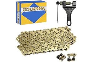 GOLKNHA 420 Chain 120 Links with Connecting Master Link X-Ring Gold Compatible with CRF150R KX80 KX85 QEM# 27600-01012-130 92057-0848 92057-1496 92057-1277 92057-1251