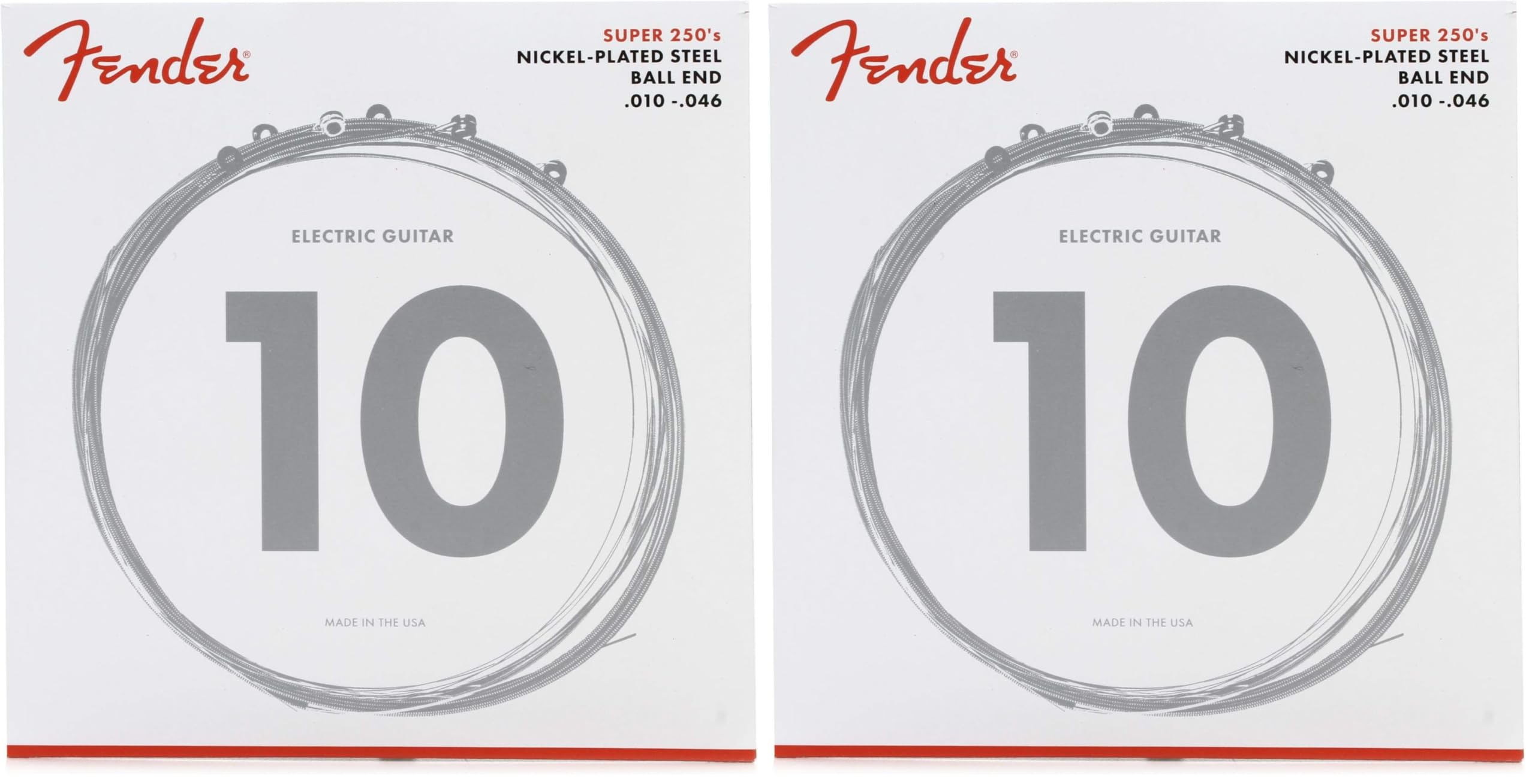 Fender Super 250 String Set - 250R (010/046) - Nickel-Plated Steel - Ball Ends (Pack of 2)