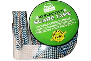 De-Bird Scare Tape, 125 ft Reflective Bird Deterrent, Dual Sided for Outdoor, Pigeon Control, Easy Install Tape for Garden and Patio - Keep Pigeons Away from Balcony
