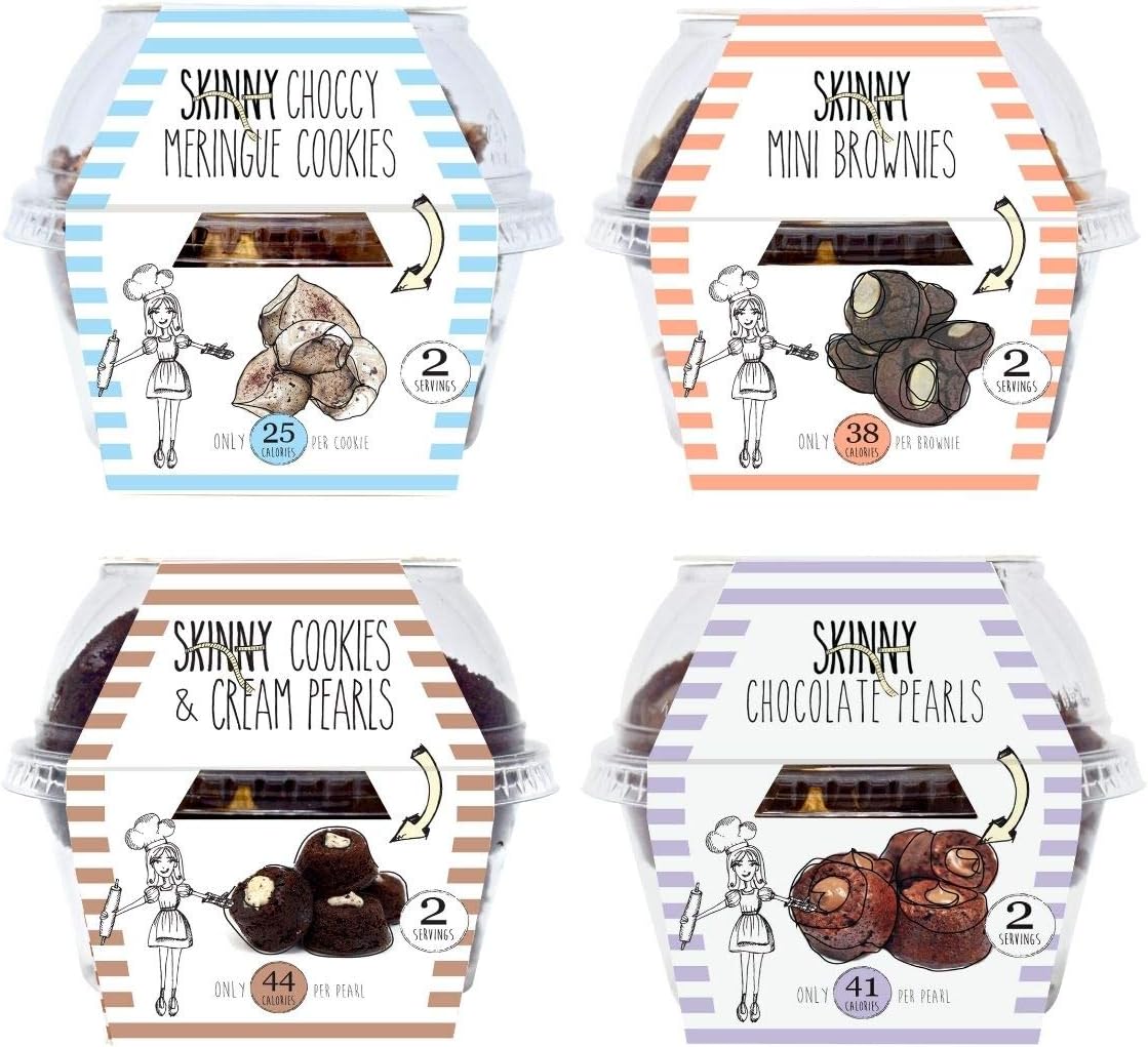 The Skinny Bakery CHOCOHOLICS Club: Assortment of 18 Chocolate Flavoured Skinny Bakery Products. These portioned Packs of Reduced Calorie Cakes and Cookies Contain Approximately 6 Units Each