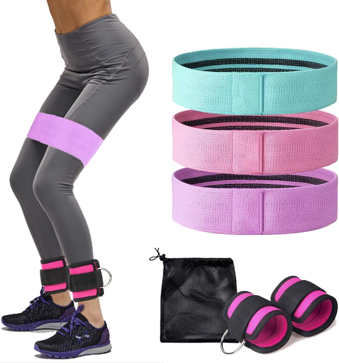 Happlee Workout Resistance Band Set Exercise Resistance Bands for Legs and Butt Fabric Fitness Band for Women and Men