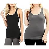 Zenana Women's Plain Solid Color Ribbed Racerback Tank Top Shirt Plus Sizes (X-Large, 2 Pack: Black | Heather Charcoal)