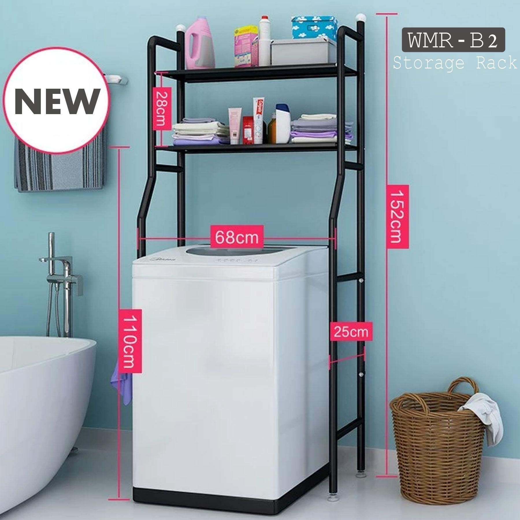 Eiderfinch WMR-B2 Washing Machine Rack 2 Tier Bathroom Storage Shelf