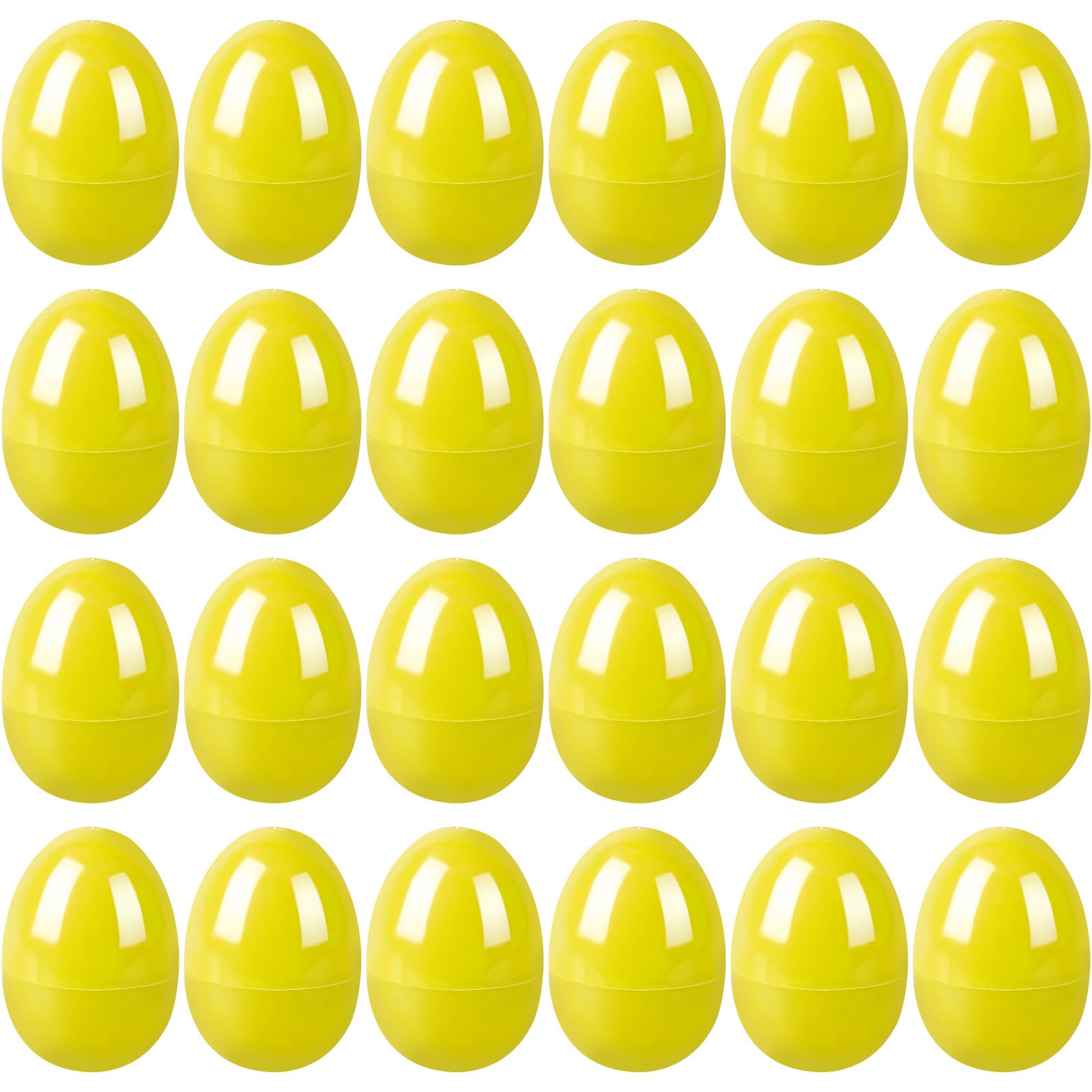 kymqlyw 24 Pcs Easter Eggs Plastic Fillable Easter Eggs Bulk Empty Blank for Easter Basket Stuffers Fillers Easter Theme Party Favor Easter Hunt Stuffers Classroom Prize (Yellow)