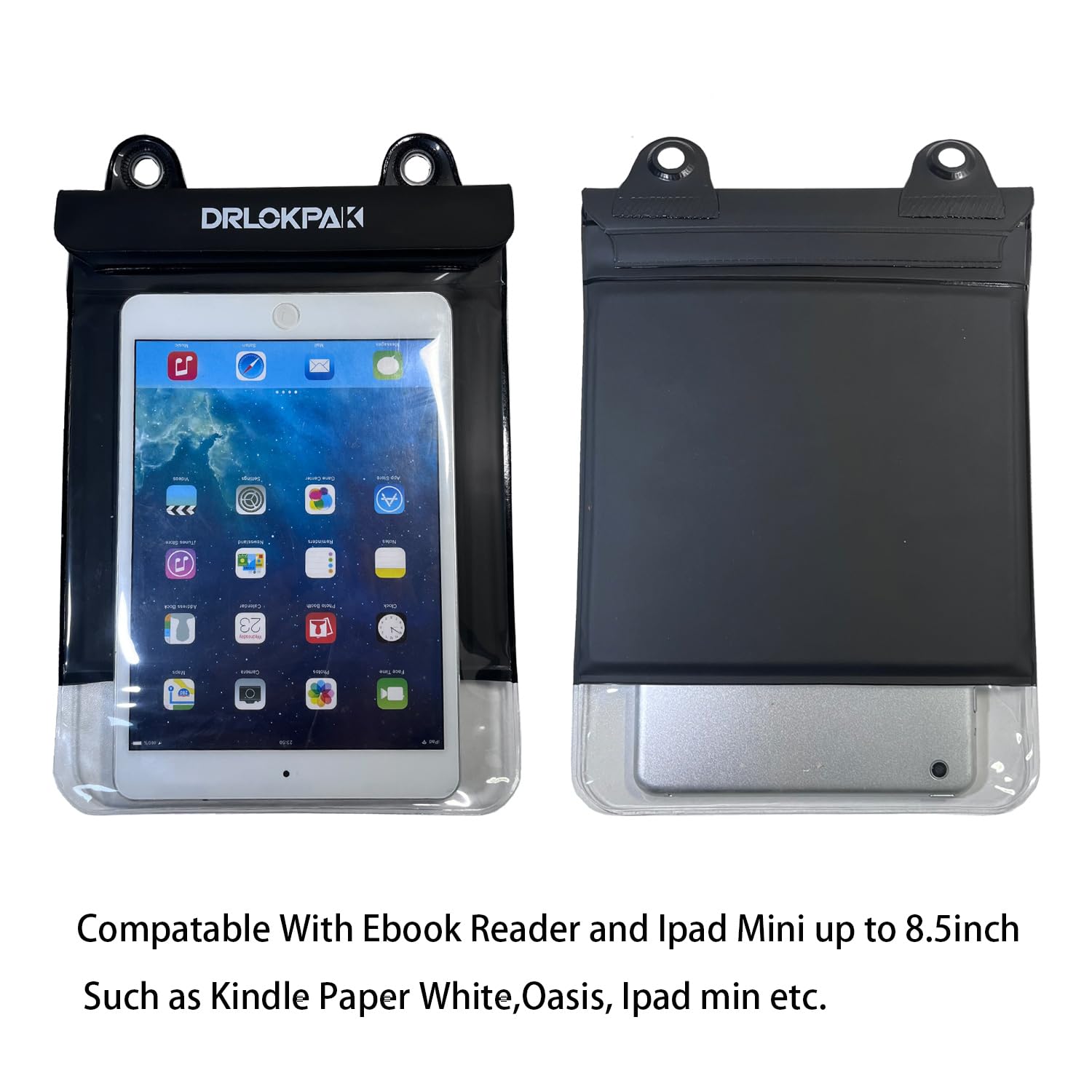 DRLOKPAK Waterproof eReader Case Cover Tablet Holder Floating Dry Bag Pouch for Kindle Paper White Oasis Fire 7 HD 8 Nook HD 9 Kobo Libra 2 iPad mini Tab 7 Nexus 7