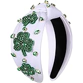 MOLOCH St.Patrick's Day Headband for Women St.Patrick's Day Beaded Leaf Headband Crystal Green Lucky Shamrock Hairband Irish Outfit St.Patrick's Day Hair Accessories