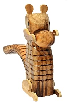 squirrel play wooden car roll