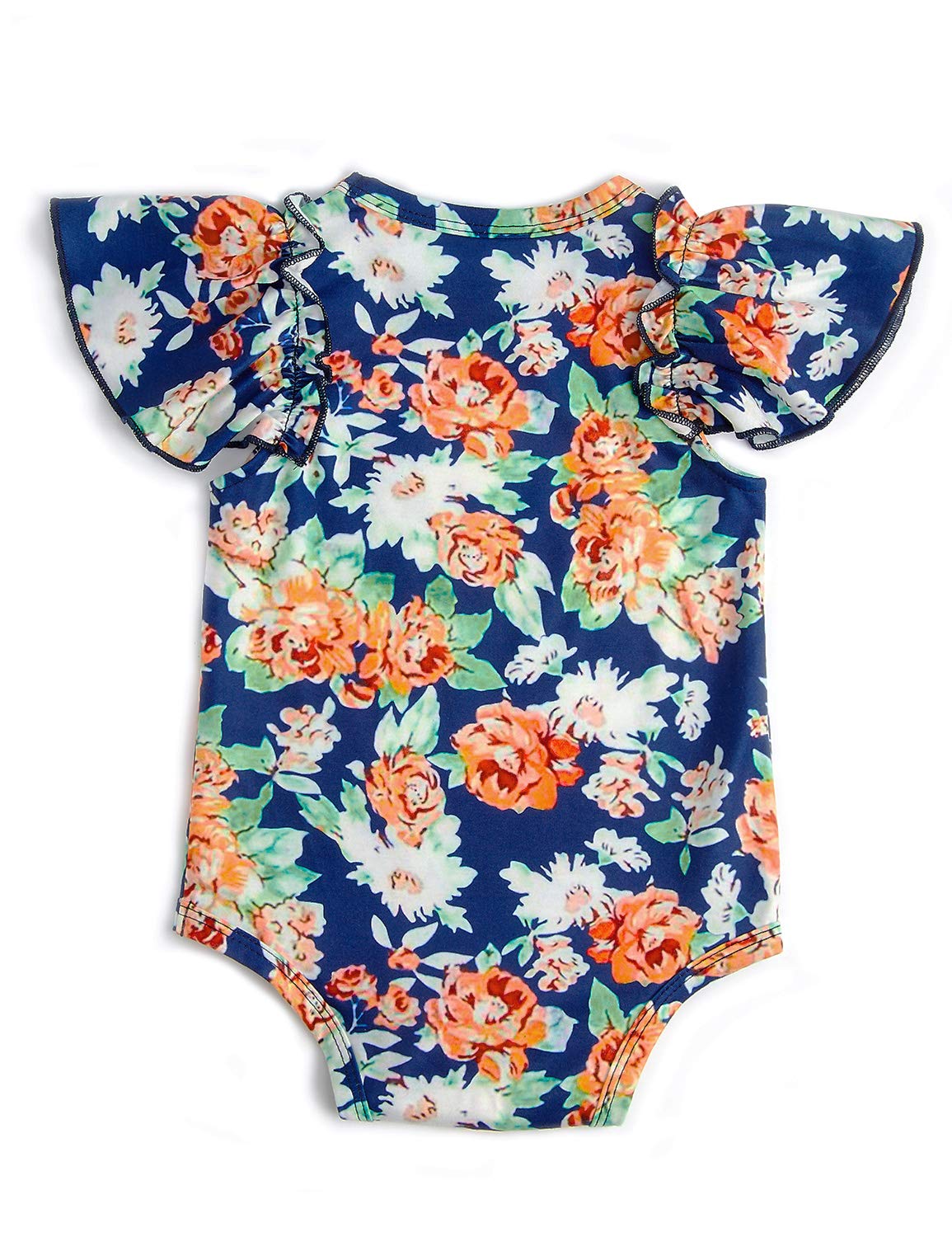 Leapparel 0-6 Months Newborn Girl Romper Unisex Baby Jumpsuit Classical Orange Flower Print Playsuit Snap Button Easy to Change Diaper