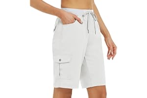 MoFiz Women's 10" Hiking Cargo Shorts 6 Pockets Lightweight Quick Dry Outdoor Running Athletic Short Summer Travel Loose