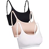 Blulu 3/6 Pieces Mini Camisole Bra Wireless Padded Bra Sport Cami Bralette with Adjustable Straps for Women Girls