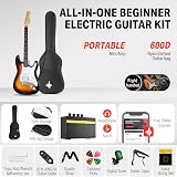 Donner 39 Inch Electric Guitar Starter Kit Sunburst HSS Pickup Bundle view 4