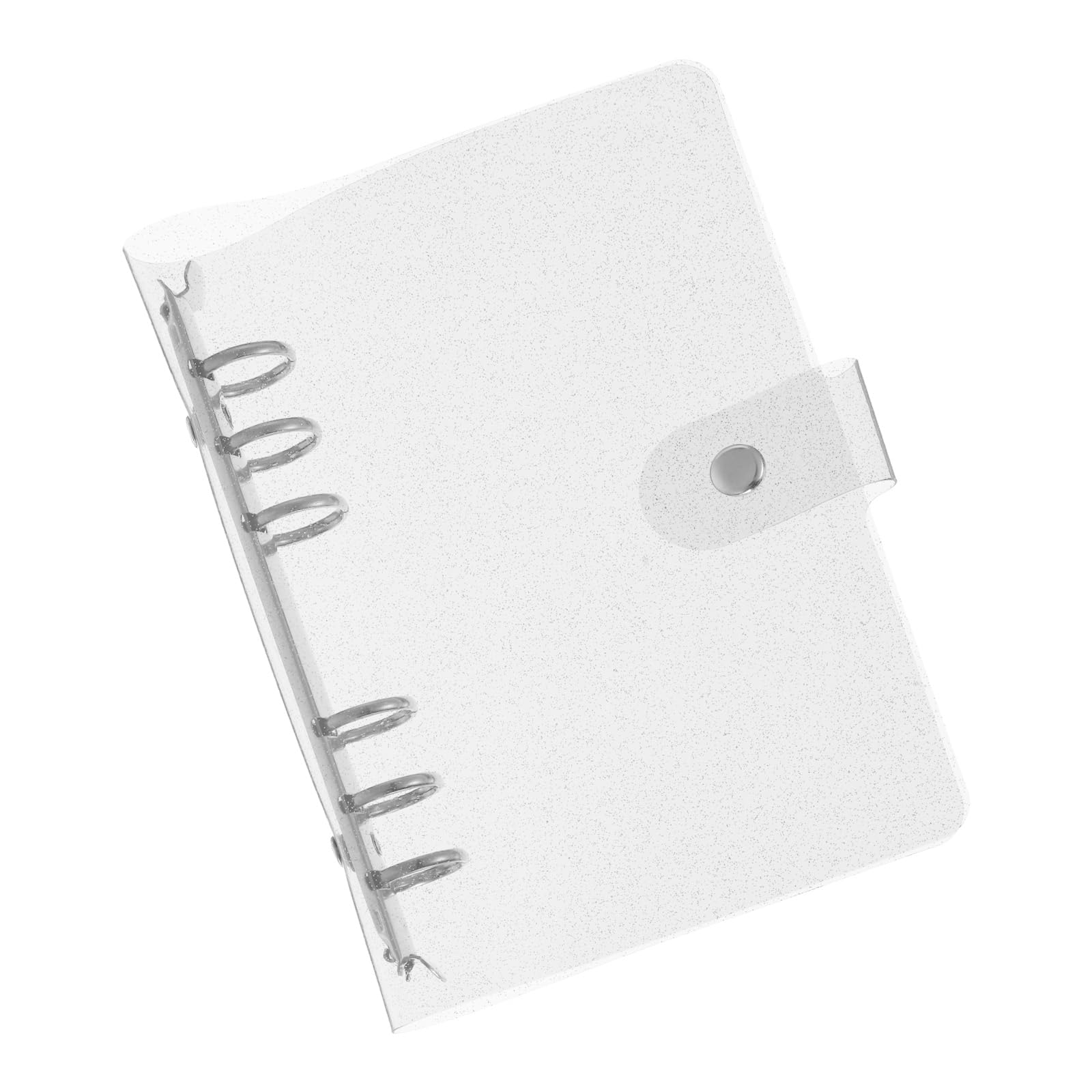 PATIKIL A5 Clear Binder Cover, Soft PVC Bling Loose Leaf Binder Protector Refillable Notebook Shell with Snap Button Closure for DIY Meeting Notebook Folder, Clear