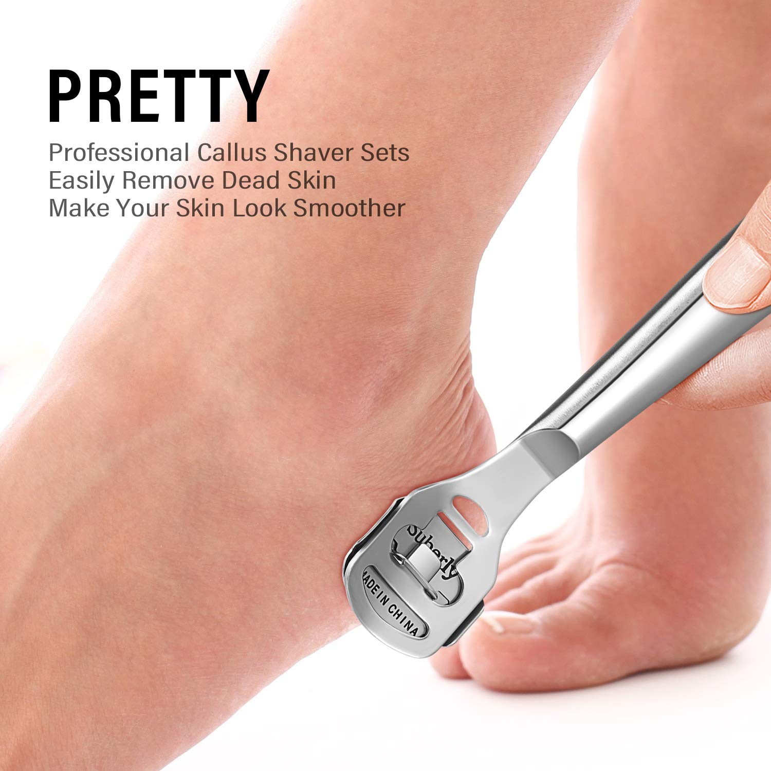 24 Pieces in Total, 2 Callus Shaver Sets Include 20 Replacement Slices 2 Callus Shavers and 2 Foot File Heads Foot Care Tools Steel Handle Hard Skin Remover for Hand Feet (Grooved Handle) : Beauty