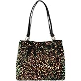 ZLM BAG US Women's Glitter Sequins Shoulder Tote Big Capacity Shimmer Shopping Bag Sparkling Handbag Purse